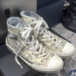 Dior High-Top Sneakers in White and Gray